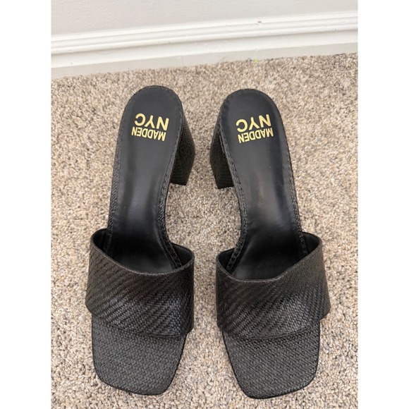Madden NYC Black Heeled Slides – Women's Size 10 - Picture 3 of 7
